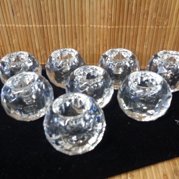 8 Small Glass Candle Holders Round for Taper Candlestick Holders Elegant - Picture 5 of 12